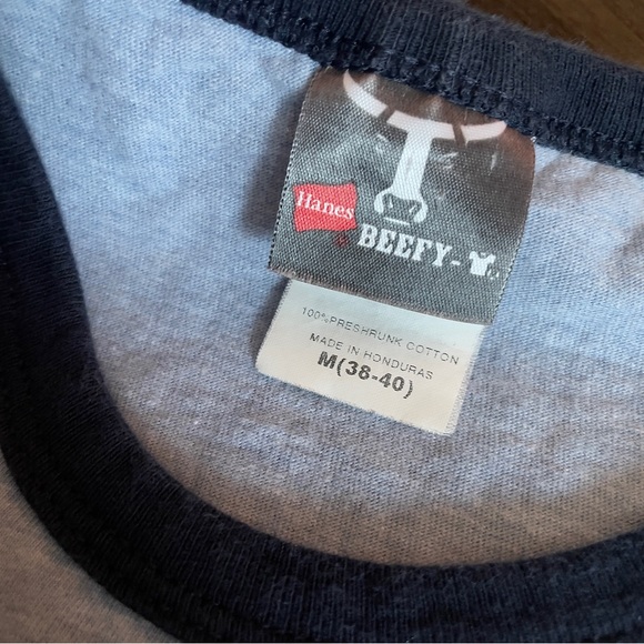 💥SOLD💥Vtg Ringer T Shirt Whiskey Canadian Club Bar Drink Heathered Blue Dad - Picture 4 of 7